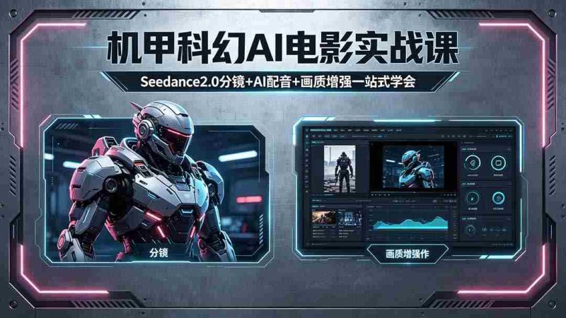 (18303期)机甲科幻 AI 电影实战课,Seedance2.0 分镜 + AI 配音 + 画质增强一站式学会-金启创业网 - 网上赚钱方法教程大全 - www.jinqi6.top