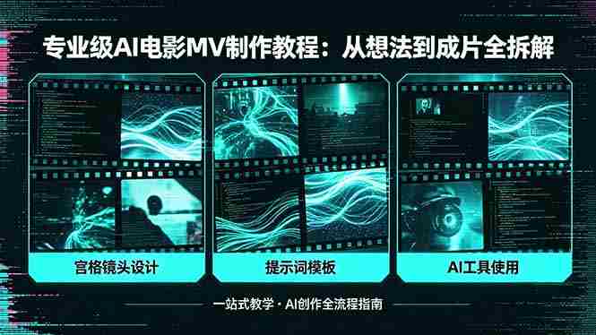 （18295期）专业级AI电影MV制作教程，从想法到成片全拆解，宫格镜头+提示词模板+AI工具一站式教学-金启创业网 - 网上赚钱方法教程大全 - www.jinqi6.top