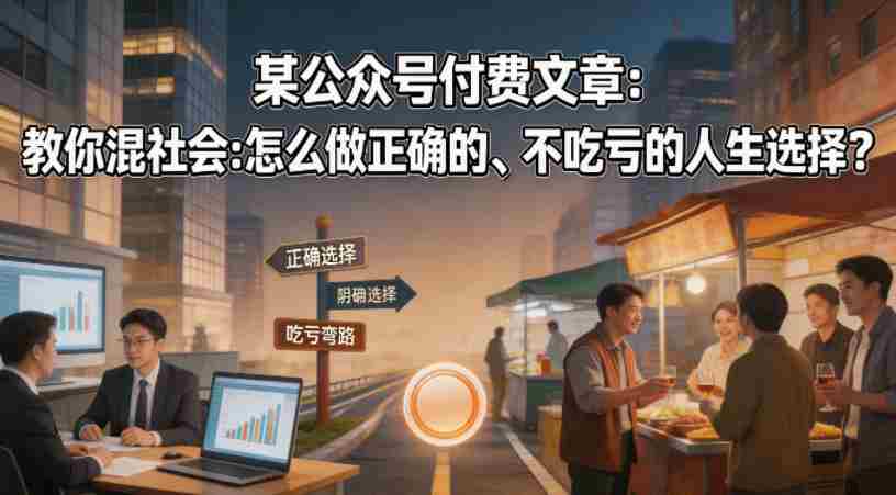 某公众号付费文章：教你混社会：怎么做正确的、不吃亏的人生选择？-金启创业网 - 网上赚钱方法教程大全 - www.jinqi6.top