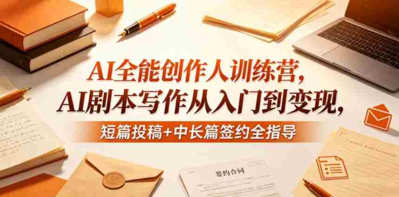 AI全能创作人训练营，AI剧本写作从入门到变现，短篇投稿+中长篇签约全指导-金启创业网 - 网上赚钱方法教程大全 - www.jinqi6.top