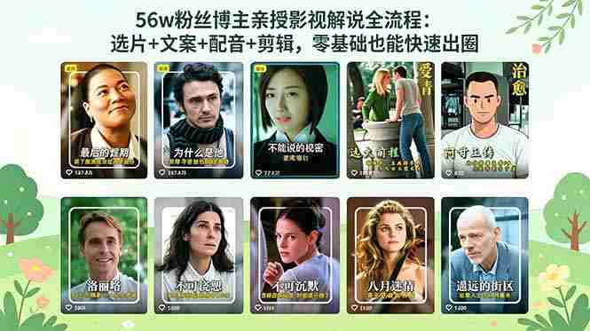 (18579期)56万粉丝博主亲授影视解说全流程:选片+文案+配音+剪辑,零基础也能快速出圈-金启创业网 - 网上赚钱方法教程大全 - www.jinqi6.top