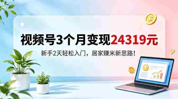 视频号3个月变现24319,新手2天轻松入门,居家賺米新思路【揭秘】-金启创业网 - 网上赚钱方法教程大全 - www.jinqi6.top