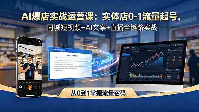 (18451期)AI爆店实战运营课:实体店0-1流量起号,同城短视频+AI文案+直播全链路实战-金启创业网 - 网上赚钱方法教程大全 - www.jinqi6.top