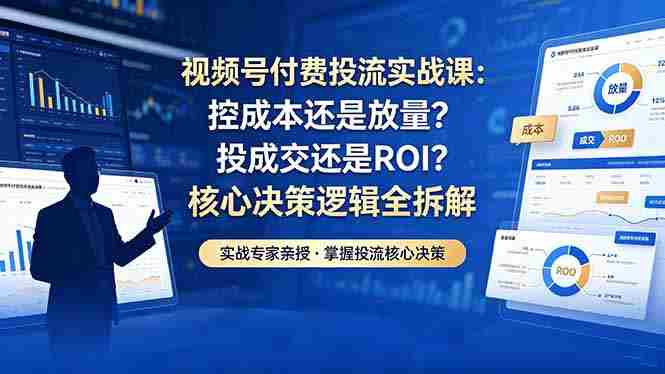 (18462期)视频号付费投流实战课-5月:控成本还是放量?投成交还是ROI?核心决策逻辑全拆解-金启创业网 - 网上赚钱方法教程大全 - www.jinqi6.top