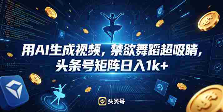 用AI生成视频,禁欲舞蹈超吸睛,头条号矩阵日入1k+-金启创业网 - 网上赚钱方法教程大全 - www.jinqi6.top