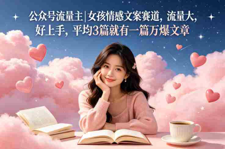 公众号流量主女孩情感文案赛道,流量大,好上手,平均3篇就有一篇万爆文章-金启创业网 - 网上赚钱方法教程大全 - www.jinqi6.top