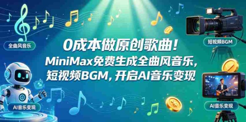 0成本做原创歌曲!MiniMax免费生成全曲风音乐,短视频BGM,开启AI音乐变现-金启创业网 - 网上赚钱方法教程大全 - www.jinqi6.top