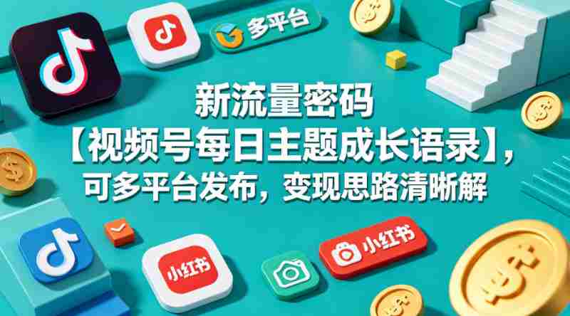 新流量密码【视频号每日主题成长语录】,可多平台发布,变现思路清晰-金启创业网 - 网上赚钱方法教程大全 - www.jinqi6.top