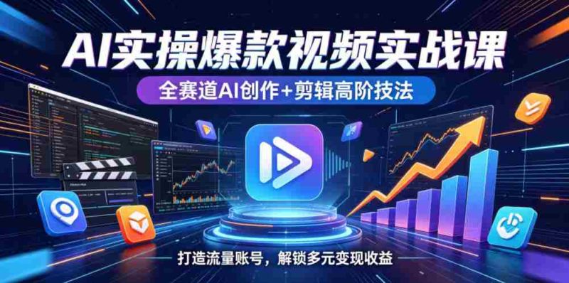 AI实操爆款视频实战课,全赛道AI创作+剪辑高阶技法,打造流量账号,解锁多元变现收益-金启创业网 - 网上赚钱方法教程大全 - www.jinqi6.top