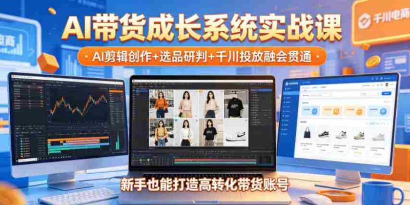 AI带货成长系统实战课,AI剪辑创作+选品研判+千川投放融会贯通,新手也能打造高转化带货账号(更新2026年)-金启创业网 - 网上赚钱方法教程大全 - www.jinqi6.top