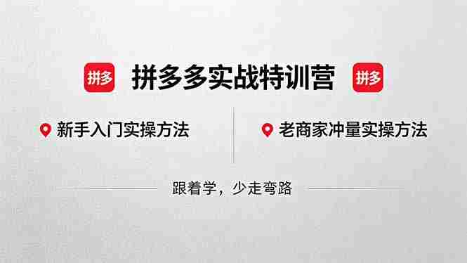 (18468期)拼多多实战特训营(更新5月15):不管是新手入门或老商家冲量,都有实操方法,跟着学,少走弯路-金启创业网 - 网上赚钱方法教程大全 - www.jinqi6.top