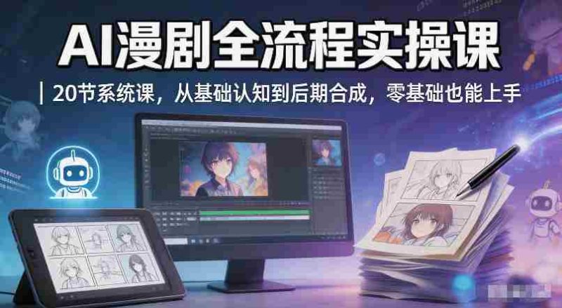 AI漫剧全流程实操课|20节系统课,从基础认知到后期合成,零基础也能上手-金启创业网 - 网上赚钱方法教程大全 - www.jinqi6.top