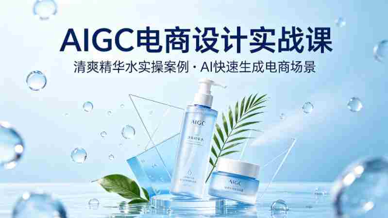 AIGC电商设计实战课，以清爽精华水为实操案例，教你用AI快速生成电商场景-金启创业网 - 网上赚钱方法教程大全 - www.jinqi6.top