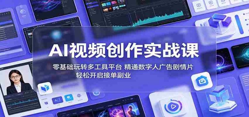 AI视频创作实战课:零基础玩转多工具平台,精通数字人广告、剧情片,轻松开启接单副业-金启创业网 - 网上赚钱方法教程大全 - www.jinqi6.top