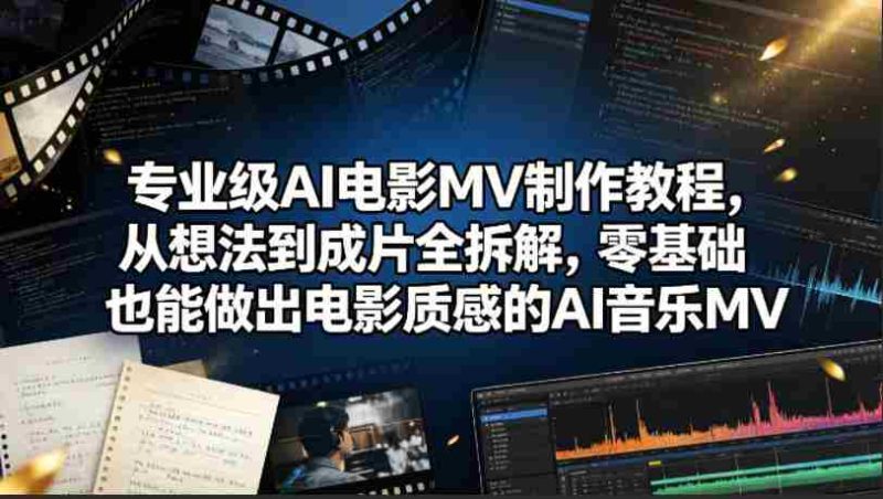 专业级AI电影MV制作教程,从想法到成片全拆解,零基础也能做出电影质感的AI音乐MV-金启创业网 - 网上赚钱方法教程大全 - www.jinqi6.top