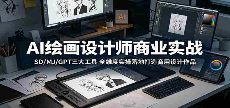 AI绘画设计师商业实战:SD/MJ/GPT三大工具,全维度实操落地打造商用设计作品-金启创业网 - 网上赚钱方法教程大全 - www.jinqi6.top