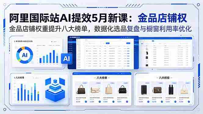 (18556期)阿里国际站AI提效5月新课:金品店铺权重提升八大榜单,数据化选品复盘与橱窗利用率优化-金启创业网 - 网上赚钱方法教程大全 - www.jinqi6.top