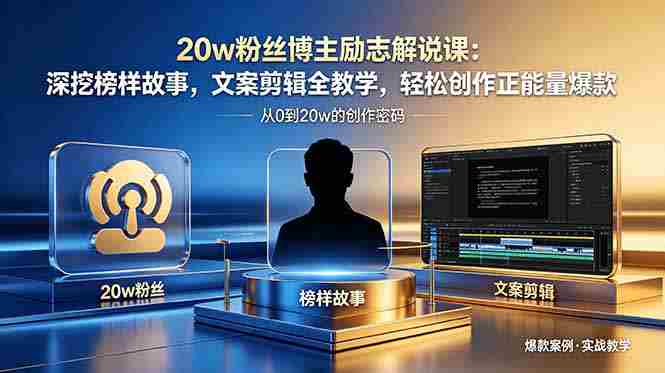 (18648期)20w粉丝博主励志解说课:深挖榜样故事,文案剪辑全教学,轻松创作正能量爆款-金启创业网 - 网上赚钱方法教程大全 - www.jinqi6.top