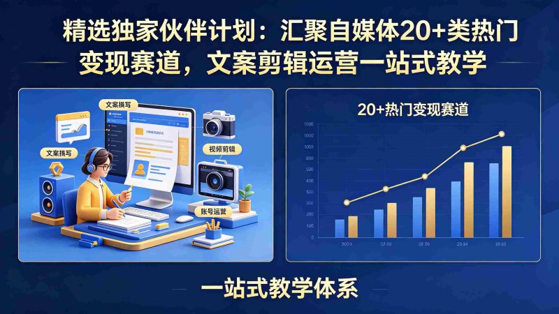 (18478期)精选独家伙伴计划:汇聚自媒体20+类热门变现赛道,文案剪辑运营一站式教学-金启创业网 - 网上赚钱方法教程大全 - www.jinqi6.top