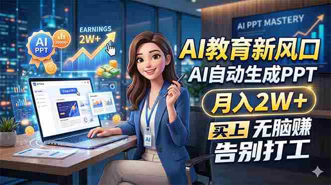 (18330期)AI教育新风口,AI自动生成PPT,月入2W+,无脑赚,告别打工-金启创业网 - 网上赚钱方法教程大全 - www.jinqi6.top