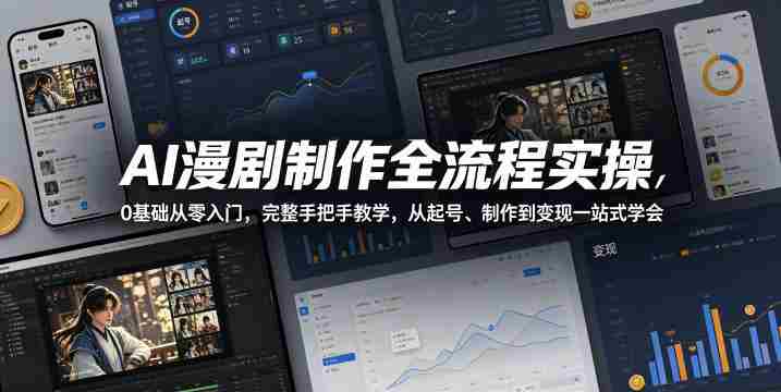 AI漫剧制作全流程实操,0基础从零入门,完整手把手教学,从起号、制作到变现一站式学会-金启创业网 - 网上赚钱方法教程大全 - www.jinqi6.top