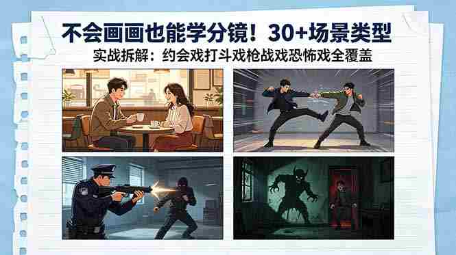 (18591期)不会画画也能学分镜!30+场景类型实战拆解:约会戏打斗戏枪战戏恐怖戏全覆盖-金启创业网 - 网上赚钱方法教程大全 - www.jinqi6.top