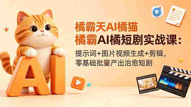 (18542期)橘霸天AI橘猫短剧实战课:提示词+图片视频生成+剪辑,零基础批量产出治愈短剧-金启创业网 - 网上赚钱方法教程大全 - www.jinqi6.top
