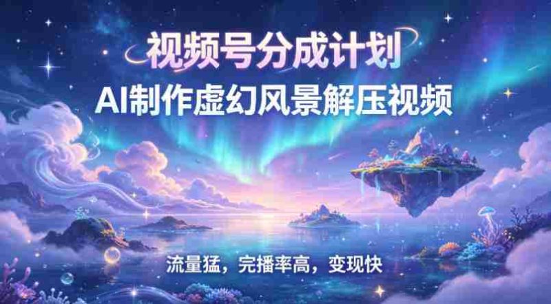 视频号分成计划【AI制作虚幻风景解压视频】流量猛,完播率高,变现快-金启创业网 - 网上赚钱方法教程大全 - www.jinqi6.top