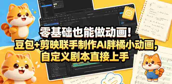 零基础也能做动画!豆包+剪映联手制作AI胖橘小动画,自定义剧本直接上手-金启创业网 - 网上赚钱方法教程大全 - www.jinqi6.top
