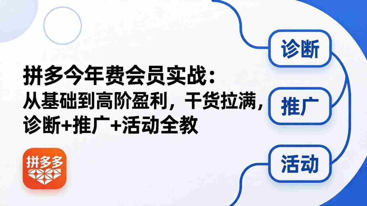 （18273期）拼多多年费会员实战(更新26年4月30)：从基础到高阶盈利，干货拉满，诊断+推广+活动全教-金启创业网 - 网上赚钱方法教程大全 - www.jinqi6.top