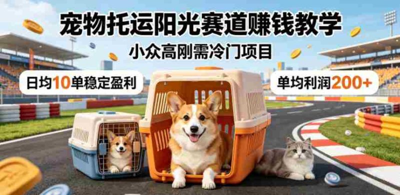 宠物托运阳光赛道賺钱教学,小众高刚需冷门项目,日均10单稳定盈利,单均利润200+-金启创业网 - 网上赚钱方法教程大全 - www.jinqi6.top