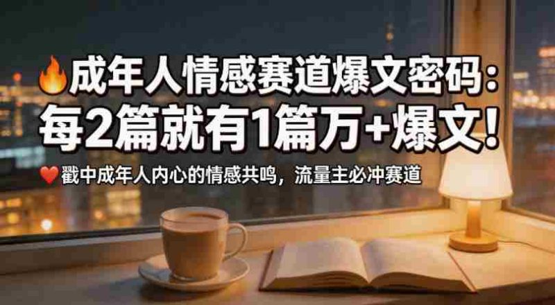 公众号流量主成年人情感心理赛道,流量最大,受众最广的主流赛道之一,平均每2篇就有1篇万爆文章-金启创业网 - 网上赚钱方法教程大全 - www.jinqi6.top
