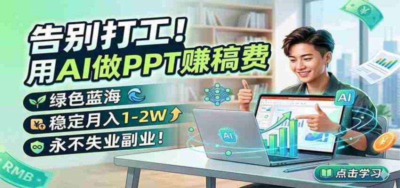 告别打工!用AI做PPT赚稿费,绿色蓝海,稳定月入1-2W,永不失业副业!-金启创业网 - 网上赚钱方法教程大全 - www.jinqi6.top