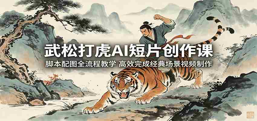 武松打虎AI短片创作课：脚本配图全流程教学，高效完成经典场景视频制作-金启创业网 - 网上赚钱方法教程大全 - www.jinqi6.top