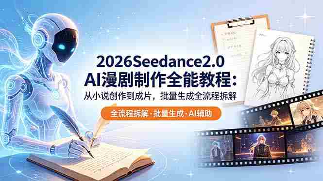 (18537期)2026Seedance2.0 AI制作全能教程:从小说创作到成片,批量生成全流程拆解-金启创业网 - 网上赚钱方法教程大全 - www.jinqi6.top
