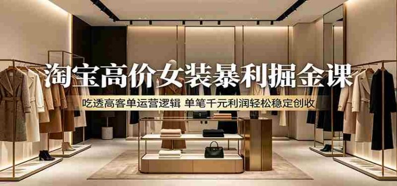 淘宝高价女装暴利掘金课：吃透高客单运营逻辑，单笔千元利润轻松稳定创收-金启创业网 - 网上赚钱方法教程大全 - www.jinqi6.top