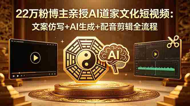 (18580期)22万粉博主亲授AI道家文化短视频:文案仿写+AI生成+配音剪辑全流程-金启创业网 - 网上赚钱方法教程大全 - www.jinqi6.top