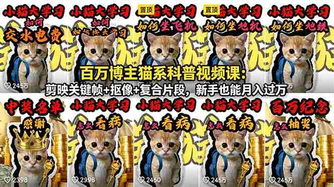 (18595期)百万博主猫系科普视频课:剪映关键帧+抠像+复合片段,新手也能月入过万-金启创业网 - 网上赚钱方法教程大全 - www.jinqi6.top