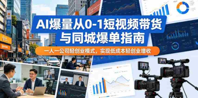 AI爆量从0-1短视频带货与同城爆单指南,一人一公司轻创业模式,实现低成本轻创业增收-金启创业网 - 网上赚钱方法教程大全 - www.jinqi6.top