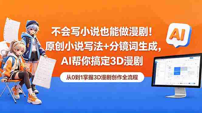 (18512期)不会写小说也能做漫剧!原创小说写法+分镜词生成,AI帮你搞定3D漫剧-金启创业网 - 网上赚钱方法教程大全 - www.jinqi6.top