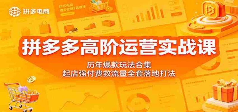拼多多高阶运营实战课:历年爆款玩法合集,起店强付费救流量全套落地打法-金启创业网 - 网上赚钱方法教程大全 - www.jinqi6.top