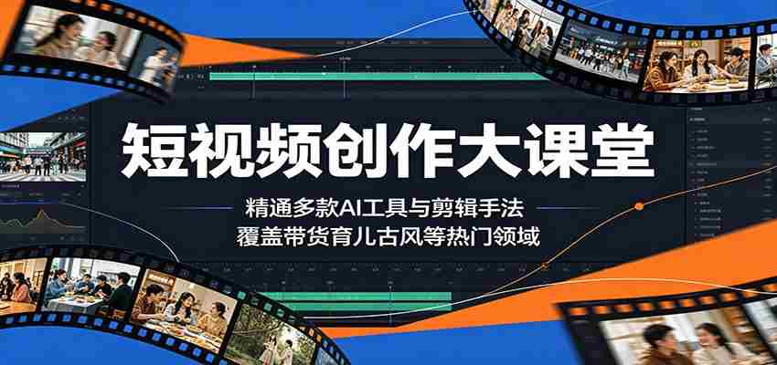 短视频创作大课堂：精通多款AI工具与剪辑手法，覆盖带货、育儿、古风等热门领域-金启创业网 - 网上赚钱方法教程大全 - www.jinqi6.top