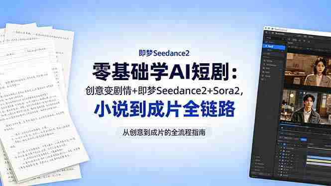 (18537期)零基础学AI短剧:创意变剧情+即梦Seedance2+Sora2,小说到成片全链路-金启创业网 - 网上赚钱方法教程大全 - www.jinqi6.top