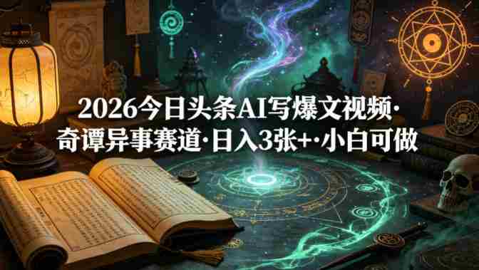 2026今日头条AI写爆文视频，奇谭异事赛道，日入3张+，小白可做-金启创业网 - 网上赚钱方法教程大全 - www.jinqi6.top