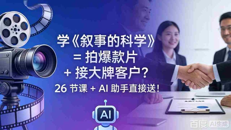 （18302期）学《叙事的科学》= 拍爆款片 + 接大牌客户？26 节课 + AI 助手直接送！-金启创业网 - 网上赚钱方法教程大全 - www.jinqi6.top