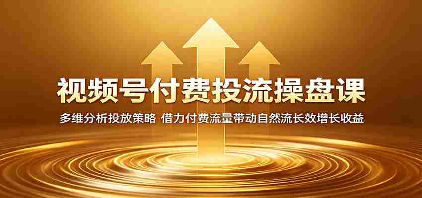 视频号付费投流操盘课：多维分析投放策略，借力付费流量带动自然流长效增长收益-金启创业网 - 网上赚钱方法教程大全 - www.jinqi6.top