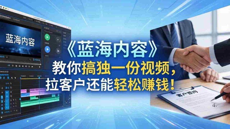(18301期)做视频卷不动了?《蓝海内容》教你搞独一份视频,拉客户还能轻松赚钱!-金启创业网 - 网上赚钱方法教程大全 - www.jinqi6.top