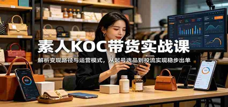 素人KOC带货实战课：解析变现路径与运营模式，从起号选品到投流实现稳步出单-金启创业网 - 网上赚钱方法教程大全 - www.jinqi6.top