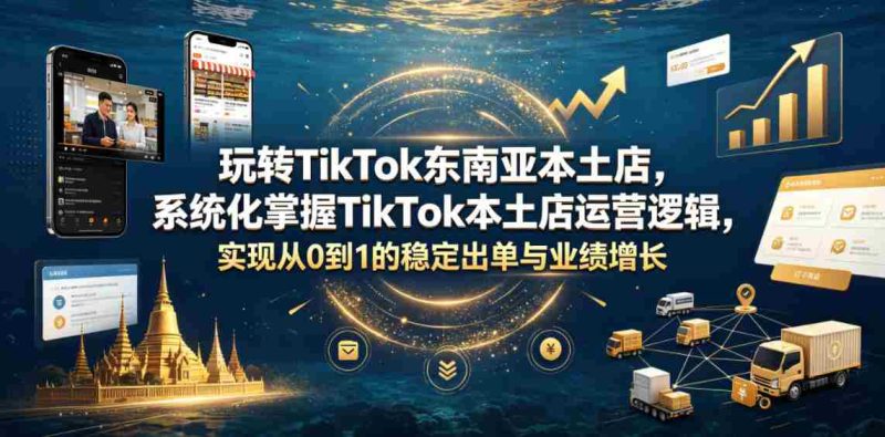 玩转TikTok东南亚本土店，系统化掌握TikTok本土店运营逻辑，实现从0到1的稳定出单与业绩增长-金启创业网 - 网上赚钱方法教程大全 - www.jinqi6.top