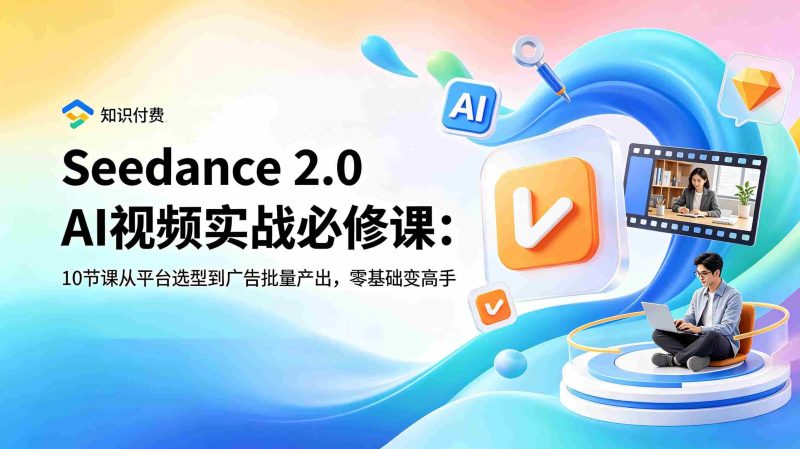 （18998期）Seedance 2.0 AI视频实战必修课：10节课从平台选型到广告批量产出，零基础变高手-金启创业网 - 网上赚钱方法教程大全 - www.jinqi6.top